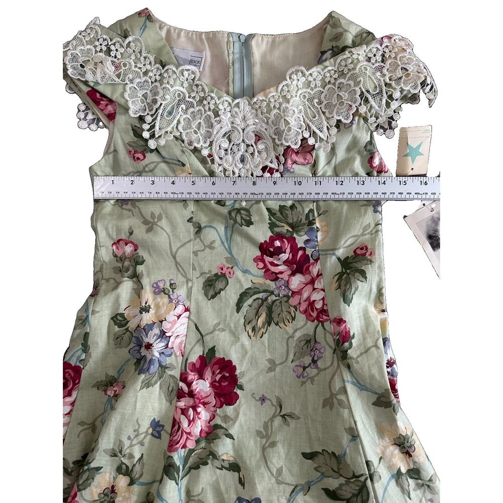Vintage Jessica McClintock Cotton & Lace Floral Girls Dress 14 Cottagecore NWT - Picture 7 of 12